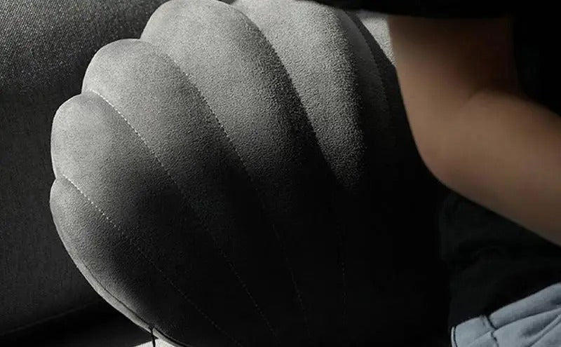 Seashell Shaped Decorative Car Seat Pillow – Soft Velvet Accent Throw Pillow - Delicate Leather