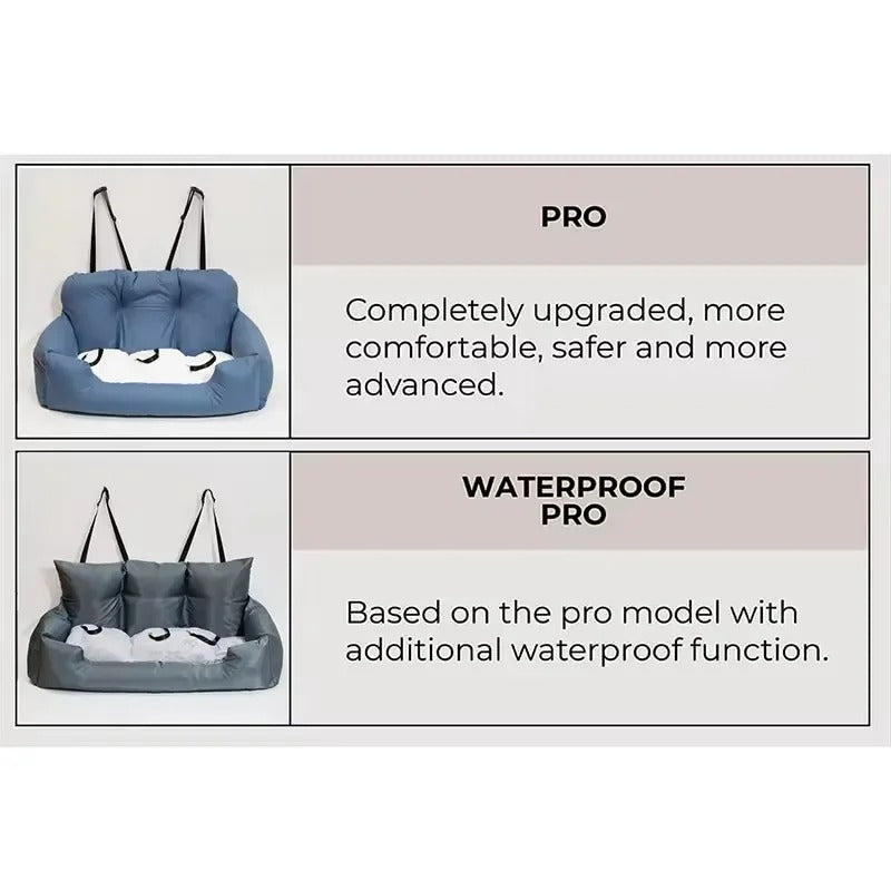 Luxury Removable Waterproof Dog Car Seat & Bed - Portable Travel Pet Carrier for Medium and Large Dogs - Delicate Leather