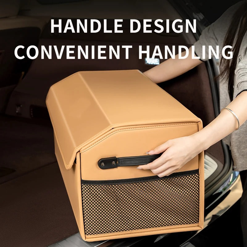 Large-Capacity PU Folding Car Trunk Storage Box with Lid – Portable Organizer for SERES AITO M5/M7/M9 - Delicate Leather