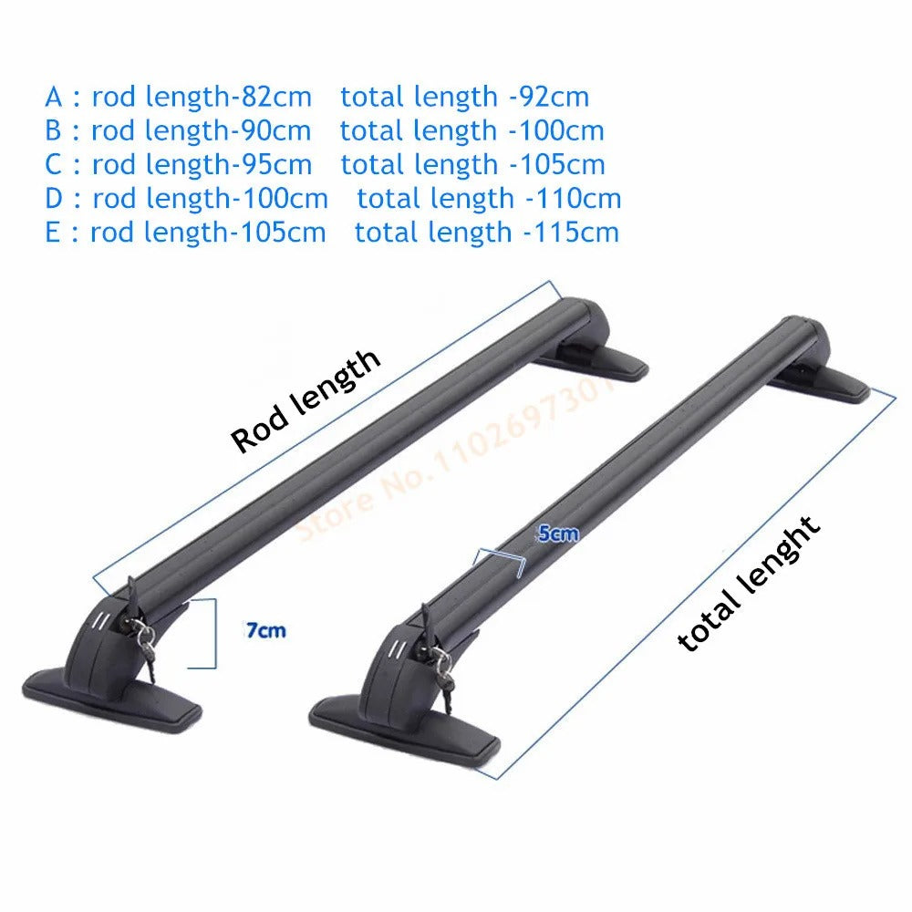 Universal Car Roof Mounting Rack Rail Bar - Black Aluminum Luggage Carrier with Lock - Delicate Leather