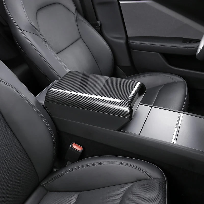 Car Armrest Box Booster Storage Box – For Tesla Model Y & New Model 3 Highland 2024 - Delicate Leather
