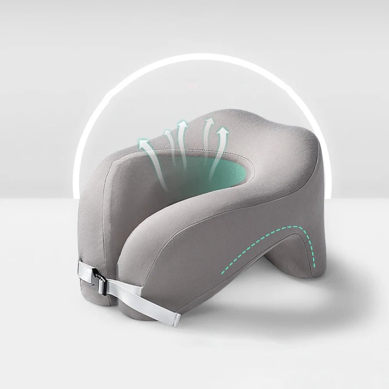 Travel Pillow – U-Shape Pure Memory Foam Neck Pillow for Airplane, Office, and Nap Use - Delicate Leather