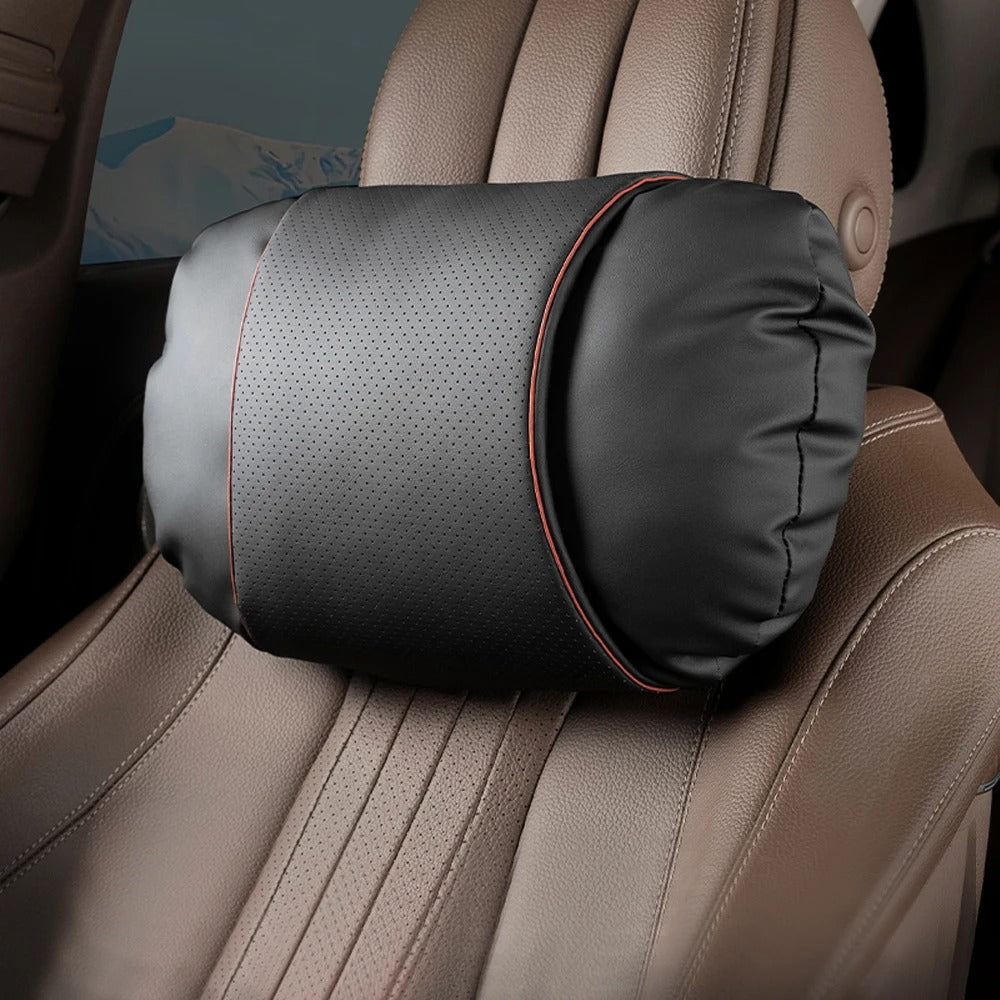 Luxury Nappa Leather Car Neck Pillow – Ergonomic Headrest Support for Car
