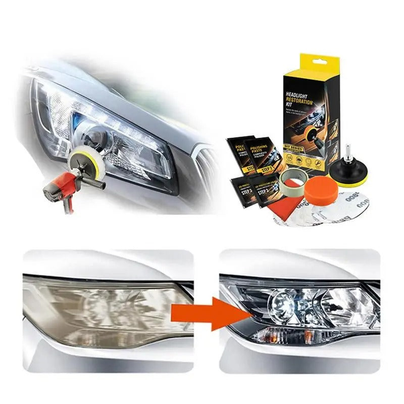 Car Headlight Scratch Repair Polish Tool – Comprehensive Headlight Restoration Kit - Delicate Leather