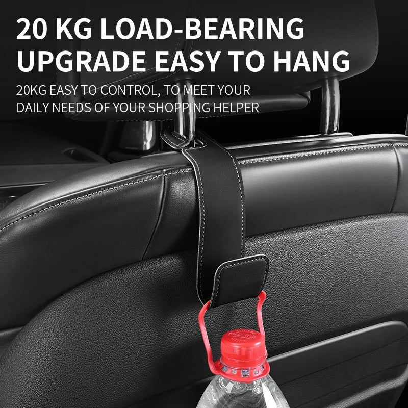 Car Seat Back Hooks – Leather Hooks for Small Object Storage - Delicate Leather