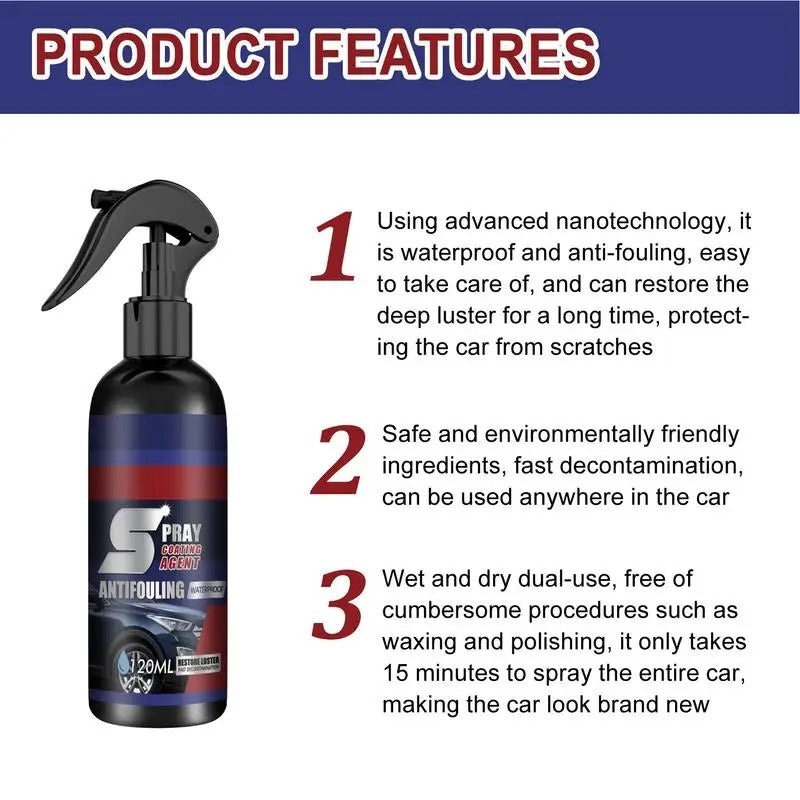Car Coating Spray 120ml - Protective Polishing Liquid for Scratch Repair & Shine - Delicate Leather