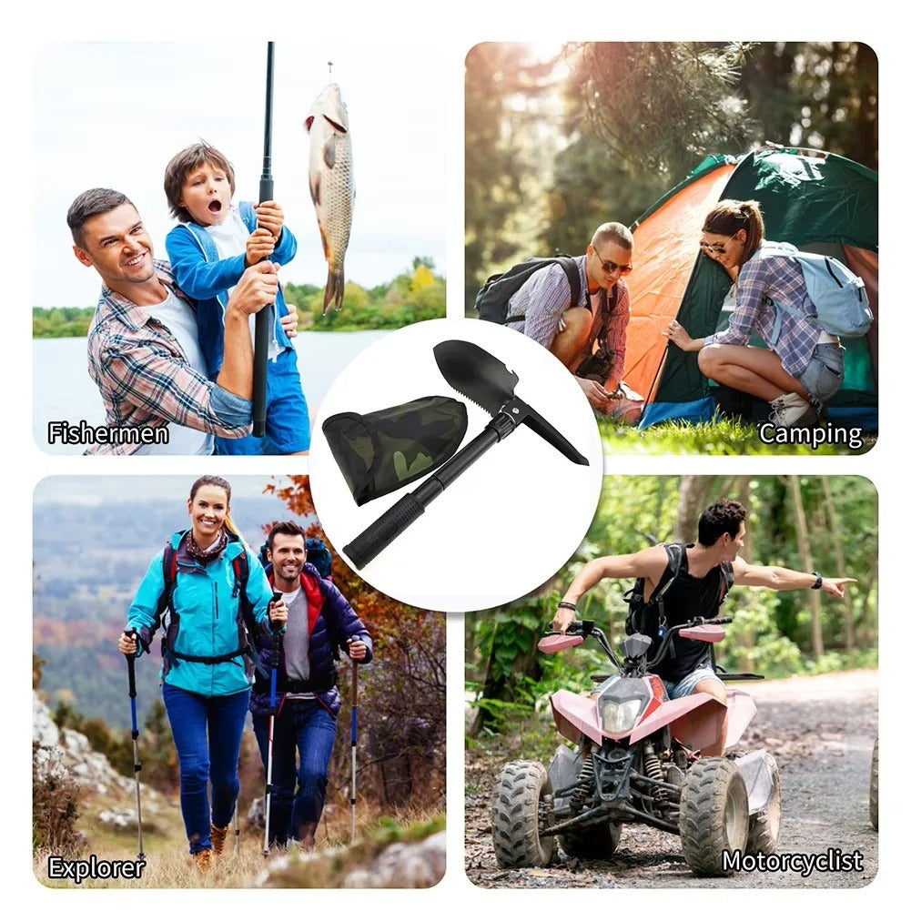 Foldable Portable Truck-Mounted Engineer Shovel – Camping & Survival Tool - Delicate Leather