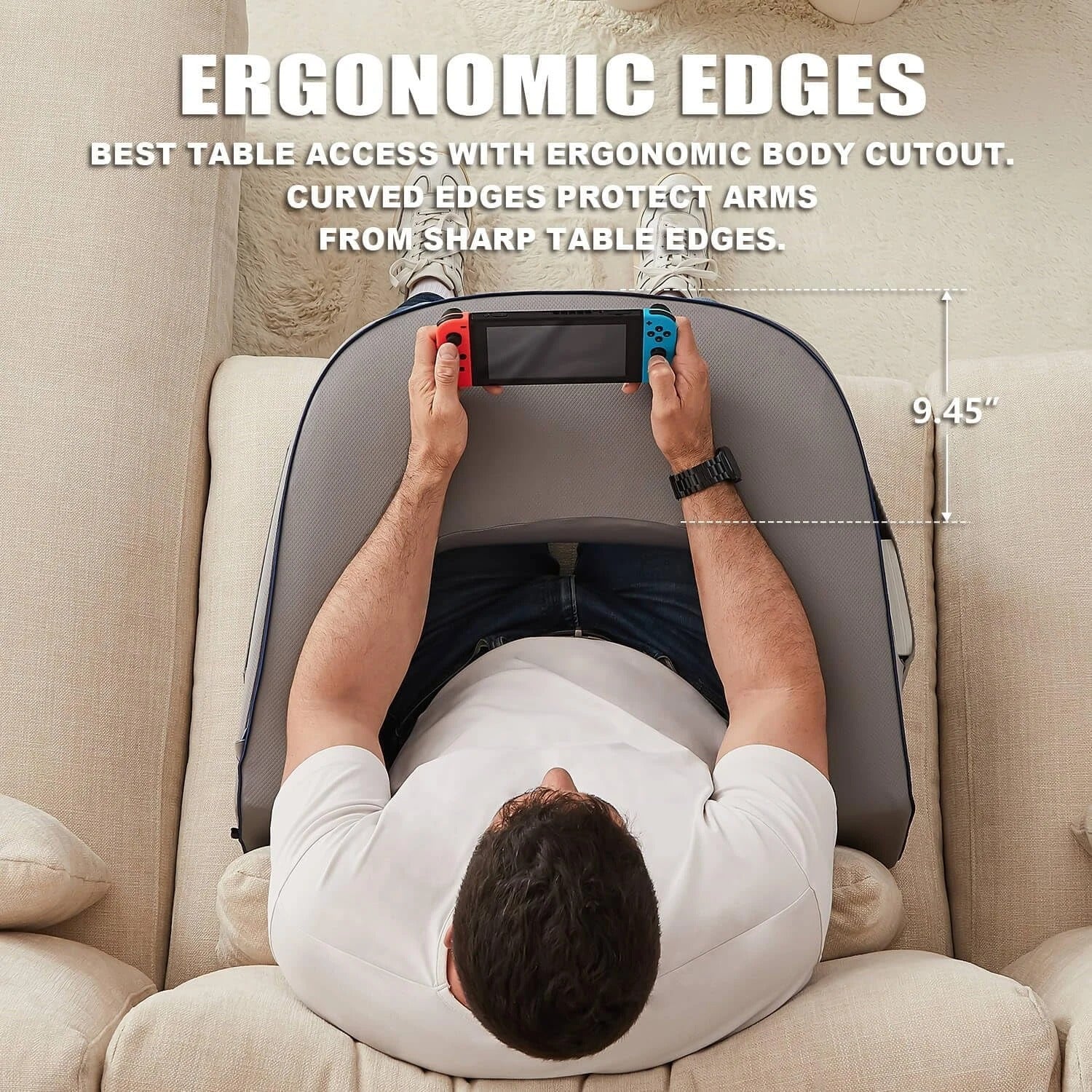 Memory Foam Gaming Pillow for Lap – Reading, Working, and Gaming Bed Rest Pillow - Delicate Leather