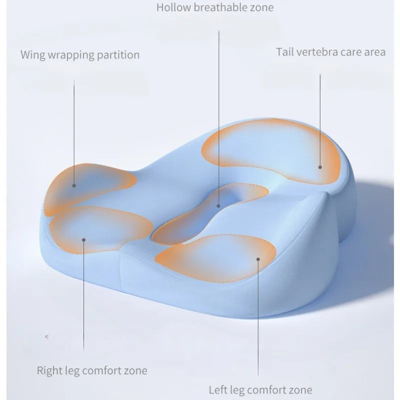 Memory Foam Non-Slip Seat Cushion – Hip & Tailbone Pain Relief for Office Chairs & Car Seats - Delicate Leather