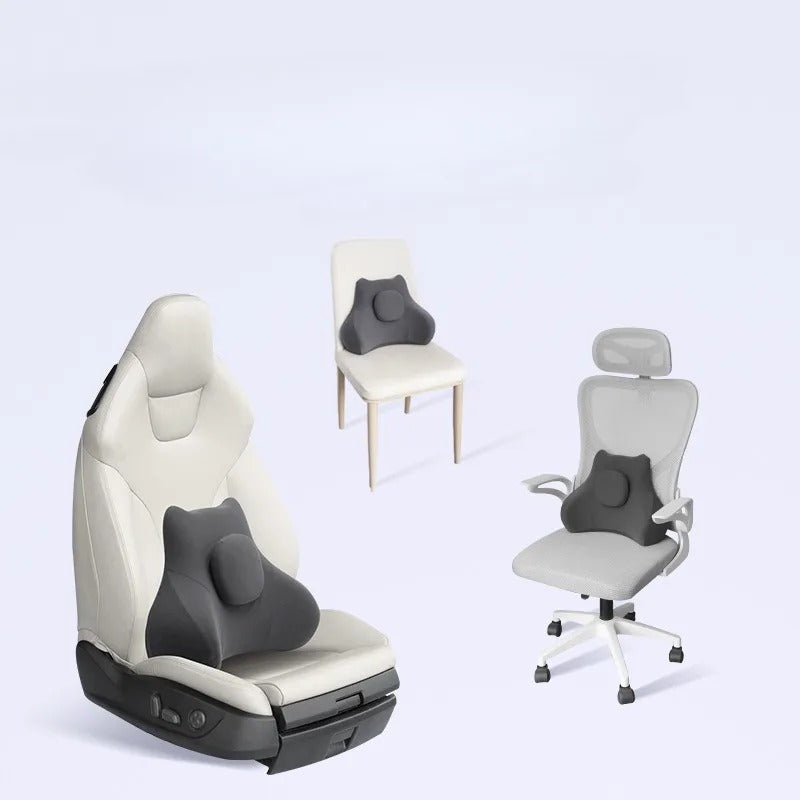 Memory Foam Car Lumbar Support Cushion – Ergonomic Waist Pillow for Driver Comfort - Delicate Leather