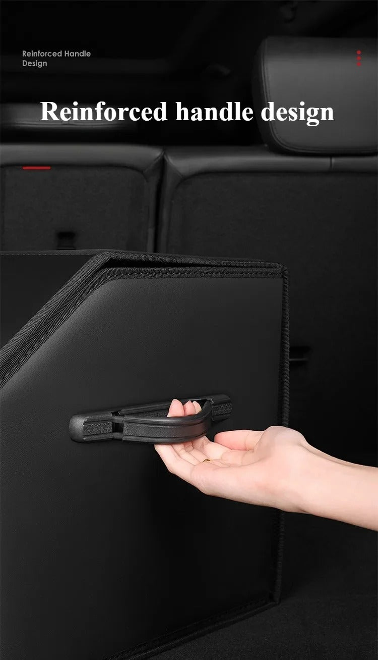 Premium PU Leather Car Trunk Organizer – Foldable Storage Box for Car Interior | Durable, Odorless, Easy-to-Clean Cargo Organizer - Delicate Leather
