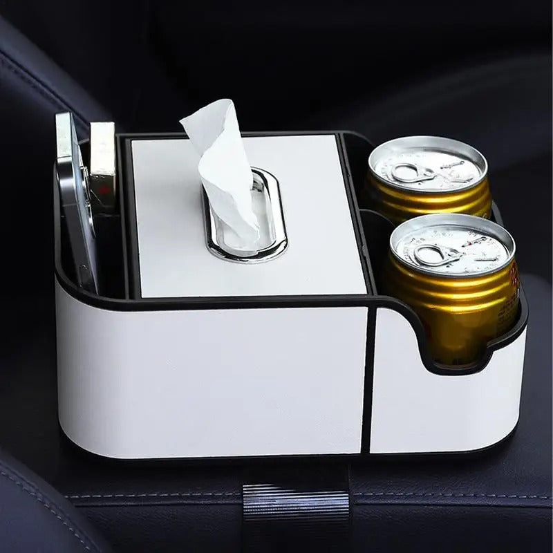 Car Armrest Organizer – PU Leather Storage Box for Seat & Console - Delicate Leather