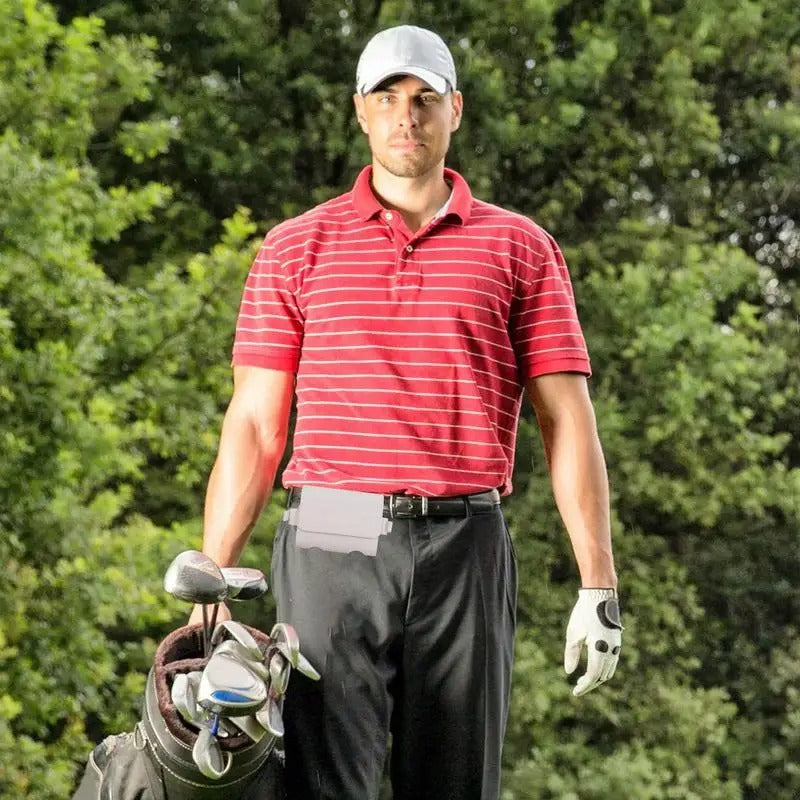 Portable Golf Storage Waist Bag – Fanny Pack with Hanging Clip for Golf Balls & Tees - Delicate Leather