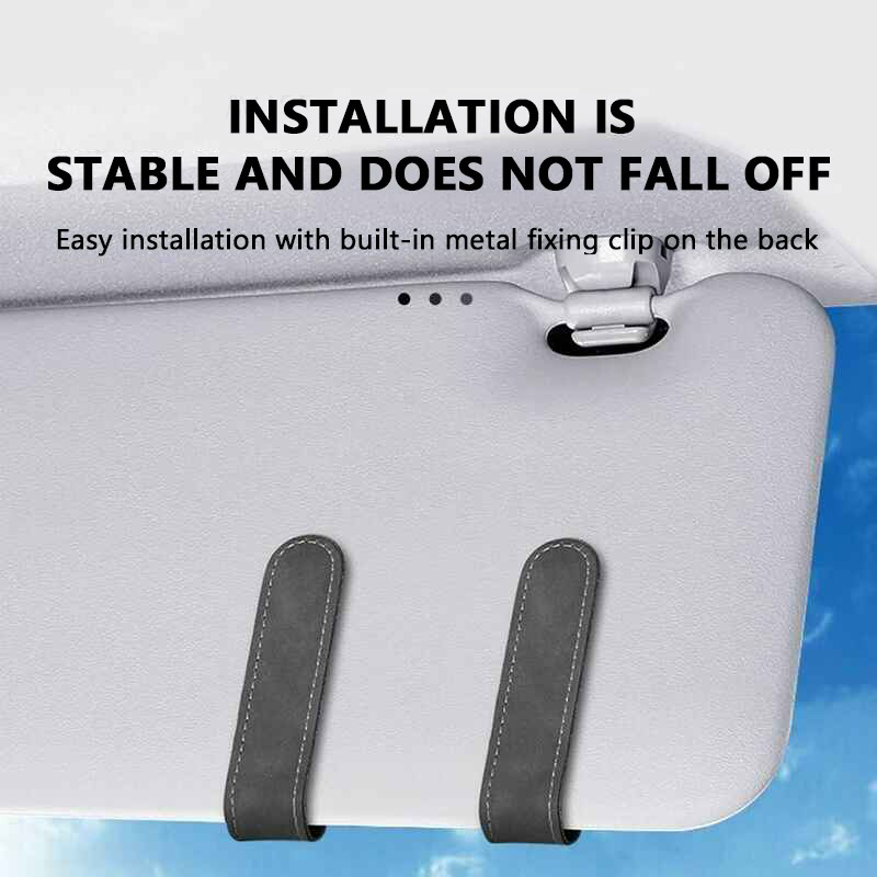 Suede Car Glasses Holder for Sun Visor – Magnetic Sunglasses Storage Case with Double Clip | Eyewear Organizer Box - Delicate Leather