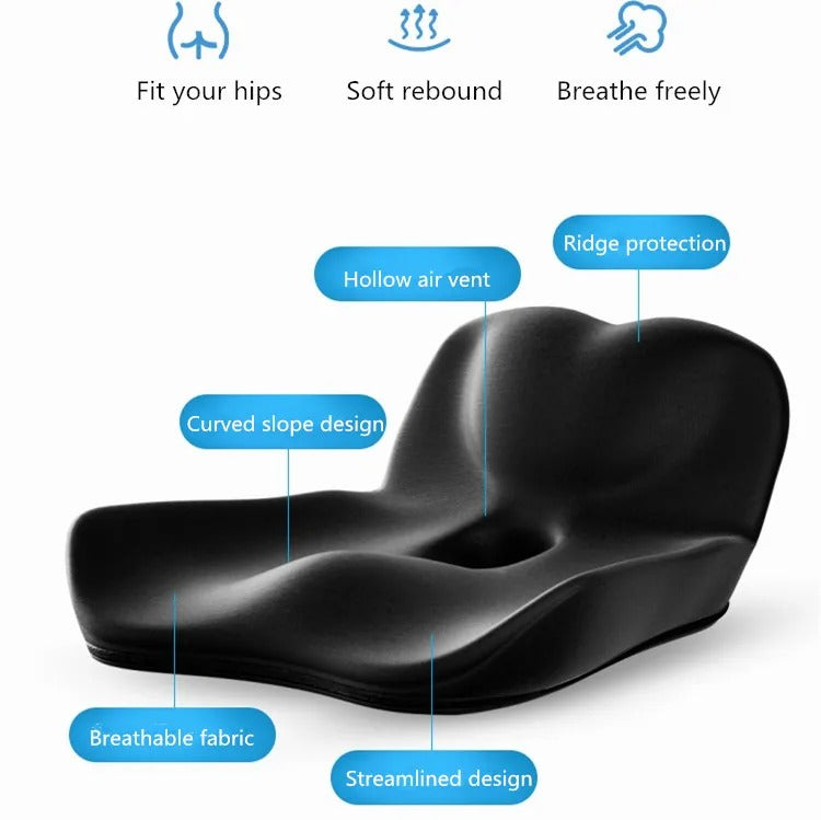 Memory Foam Massage Seat Cushion – Coccyx Support for Office, Car, and Desk Chairs - Delicate Leather