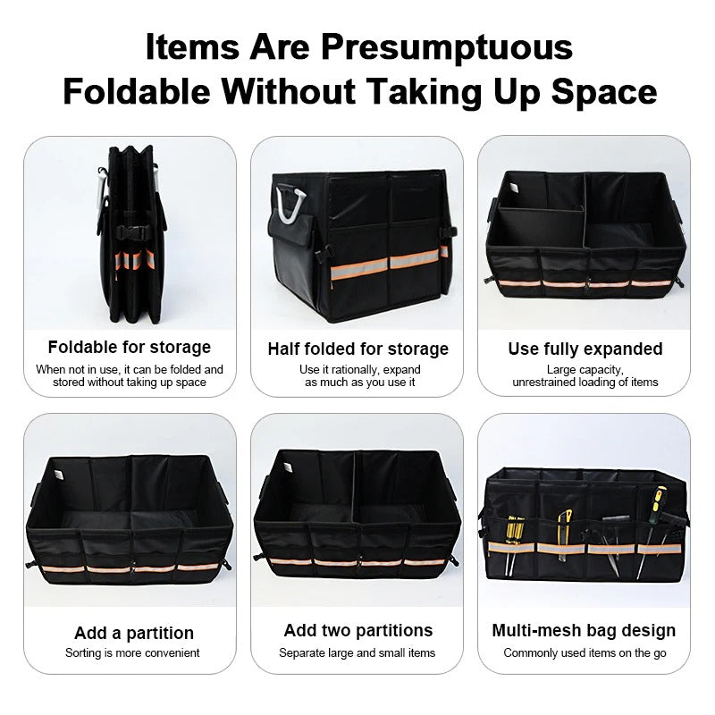 Foldable Car Trunk Storage Box – 46L/66L Multipurpose Organizer for Cars and SUVs - Delicate Leather