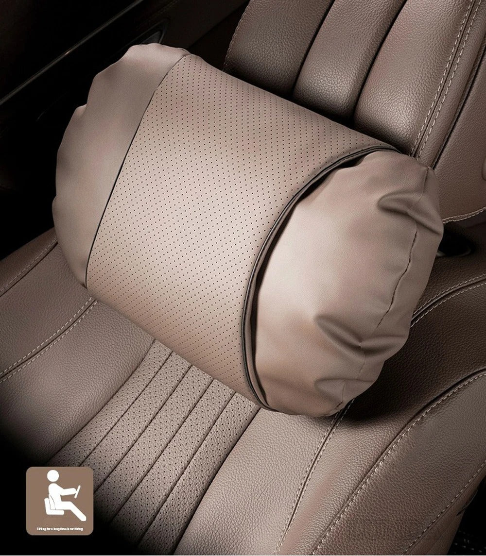 Orthopedic Memory Foam Seat Cushion & Back Support Pillow Set – Coccyx and Lumbar Relief for Office Chair & Car - Delicate Leather