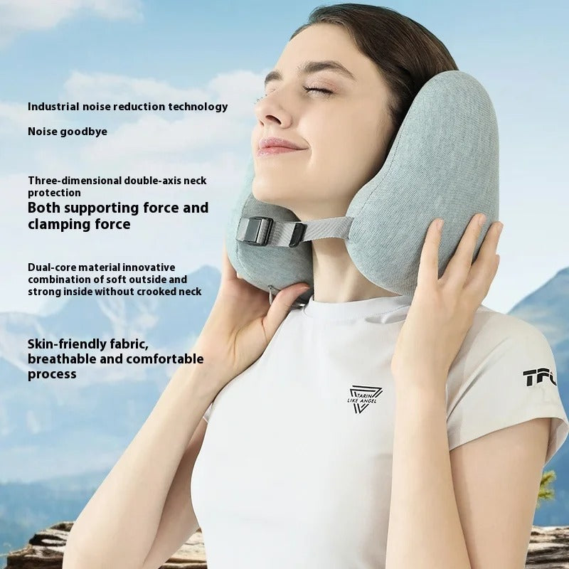 U-Shaped Memory Foam Travel Pillow – Neck Support for Airplane, Train, Office, and More - Delicate Leather