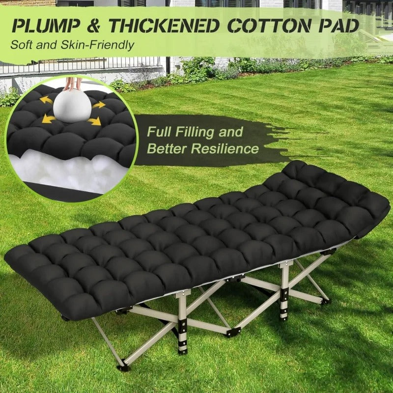 Camping Cot – Portable Folding Bed for Adults with 1200D Double-Layer Oxford Fabric - Delicate Leather