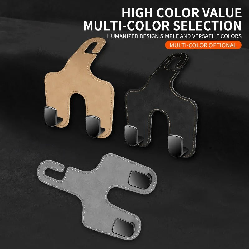 Double Hook Seat Back Storage – Flip Fur Leather Hooks for Car Front Seat - Delicate Leather