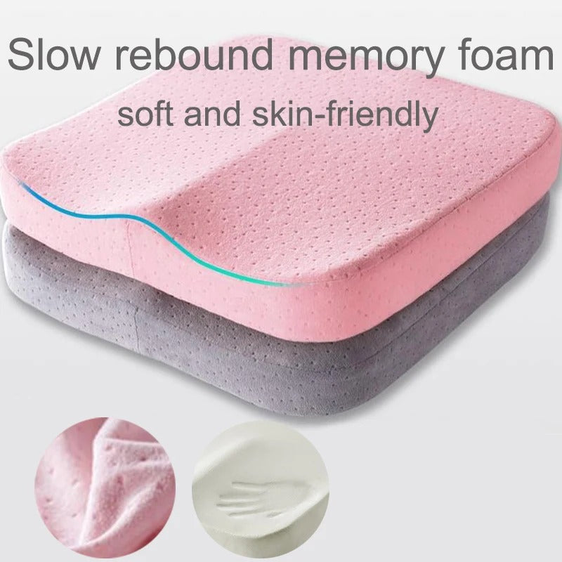 Ergonomic Memory Foam Office and Car Cushion – Anti-Hemorrhoid Chair Pillow for Comfortable Sitting - Delicate Leather