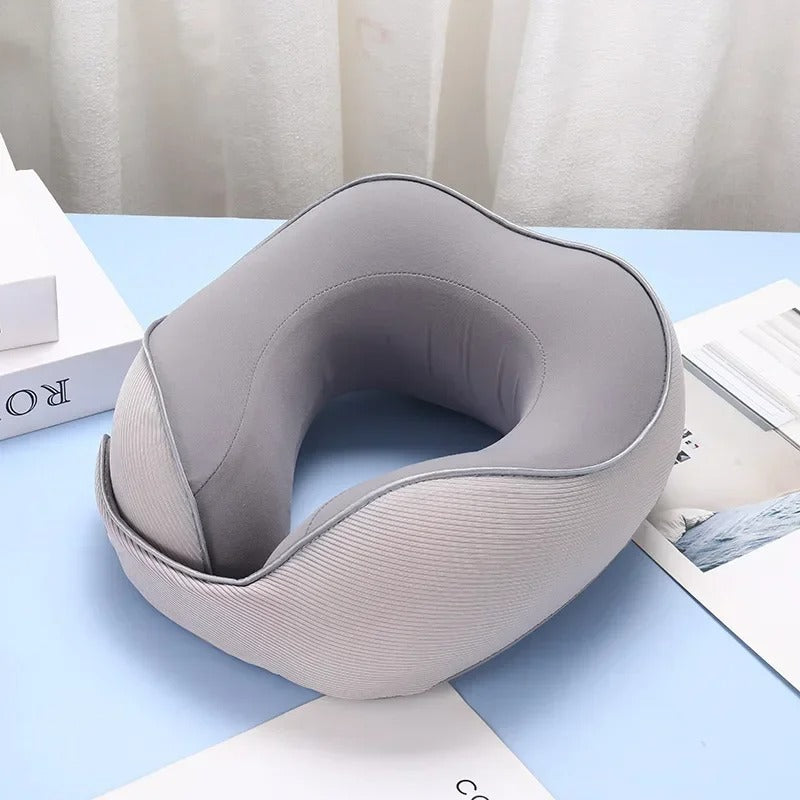 Portable U-Shaped Memory Cotton Travel Pillow – Disassemblable, Washable, and Magnetic Buckle Design - Delicate Leather