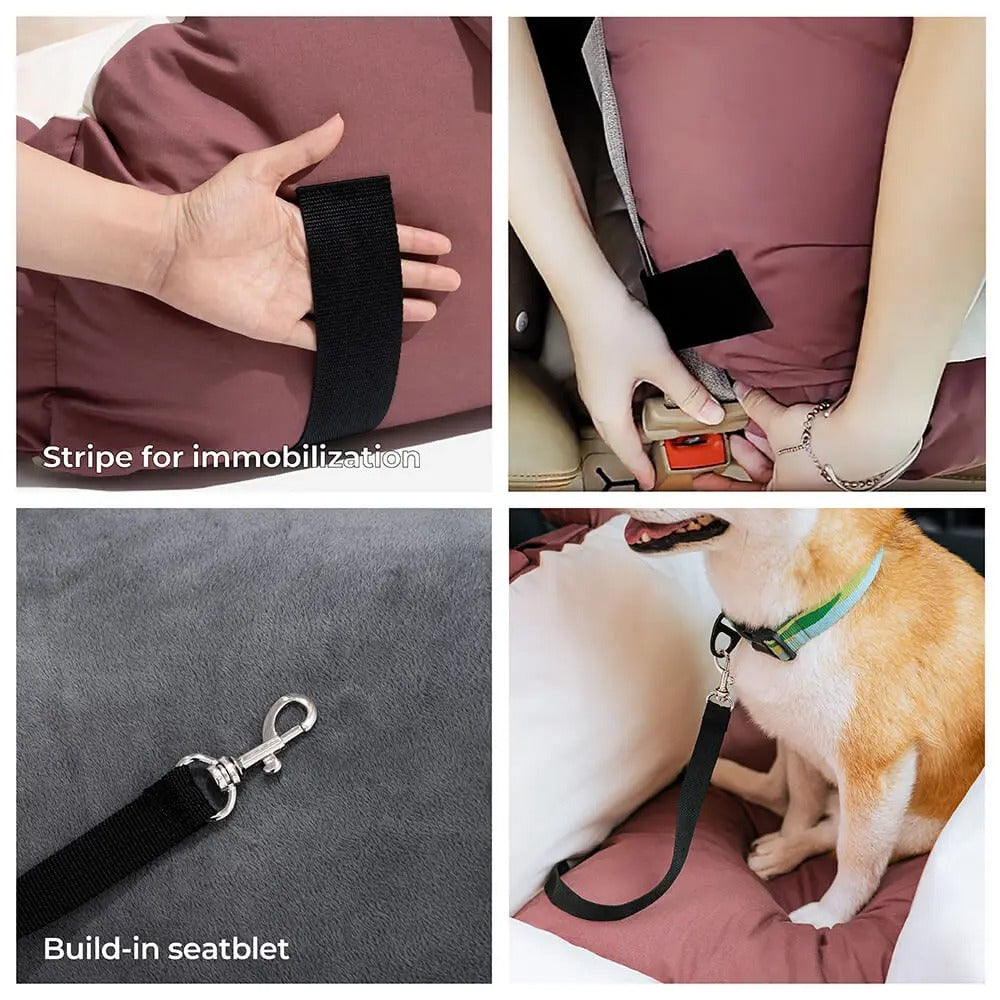 Portable Dog Car Seat & Puppy Bed - Adjustable Strap, Non-Slip, Travel & Home Use - Delicate Leather
