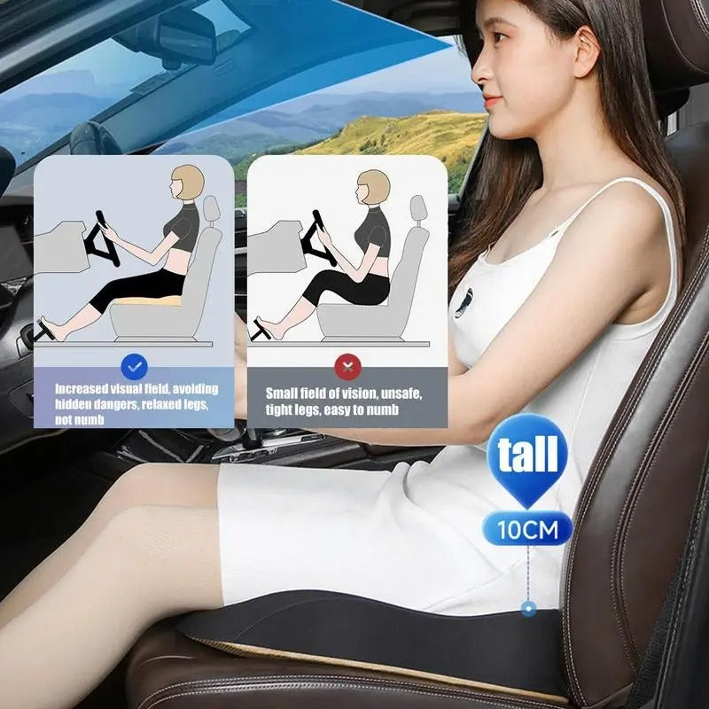 Portable Car Booster Cushion – Memory Foam Heightening Seat for Driving Comfort