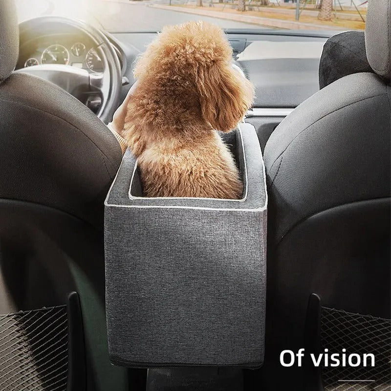 Portable Car Central Dog Seat Bed - Safety Travel Carrier for Small Dogs & Cats - Delicate Leather