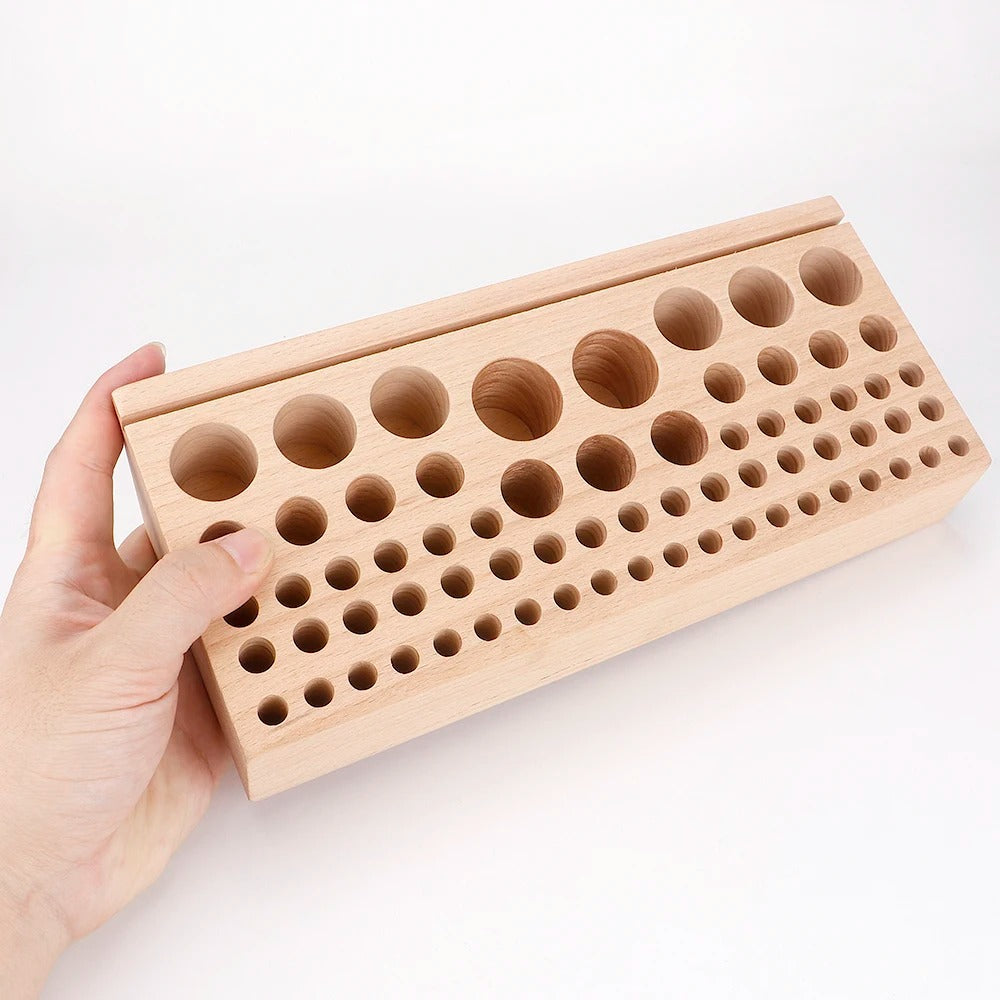 68-Hole Wooden Leather Craft Tool Holder – Professional Organizer for Leather Punch Tools and Accessories - Delicate Leather