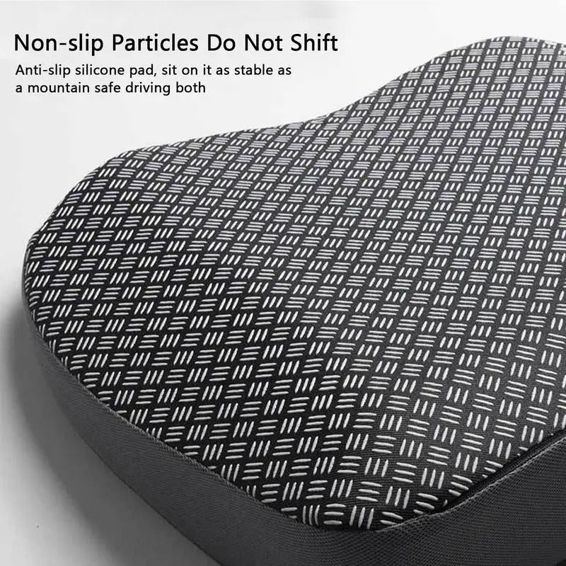 Rebound Memory Foam Car Booster Cushion – Anti-Skid Seat Pad for Comfort and Driving Safety - Delicate Leather