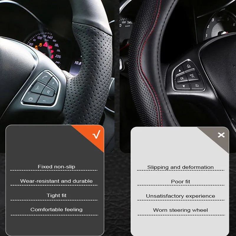 Black Microfiber Leather Steering Wheel Cover – Custom DIY for Ford Mustang (2009-2014) - Delicate Leather