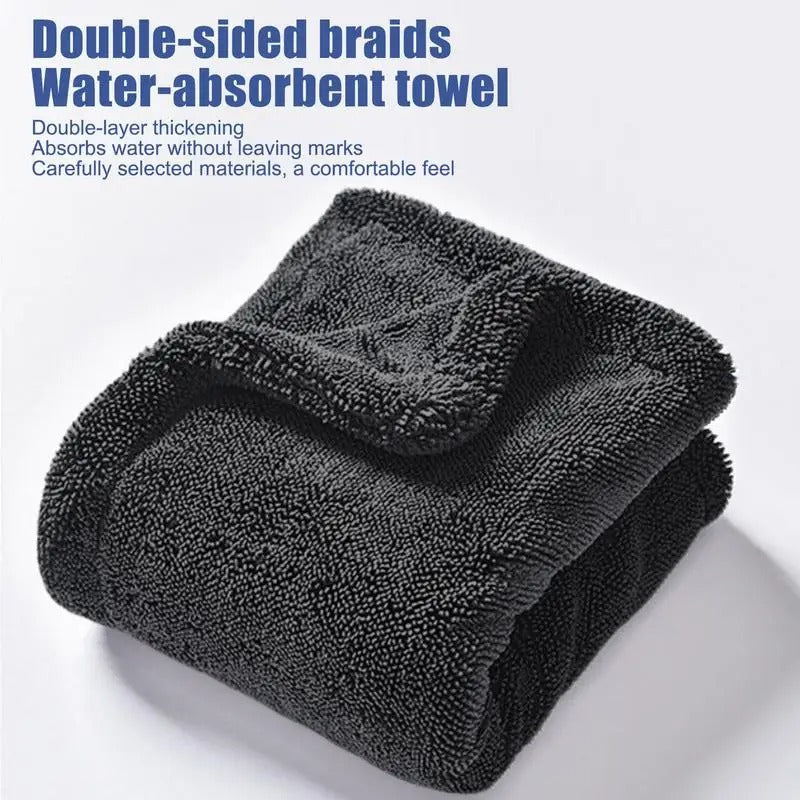 Double-Sided Car Cleaning Towel – Absorbent Multipurpose Twisted Braid Cloth - Delicate Leather