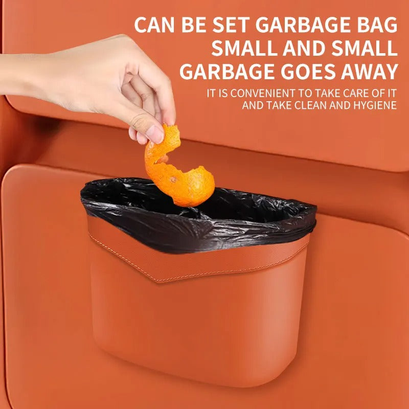 Car Trash Can & Storage Bag – Hanging Rear and Front Seat Organizer - Delicate Leather