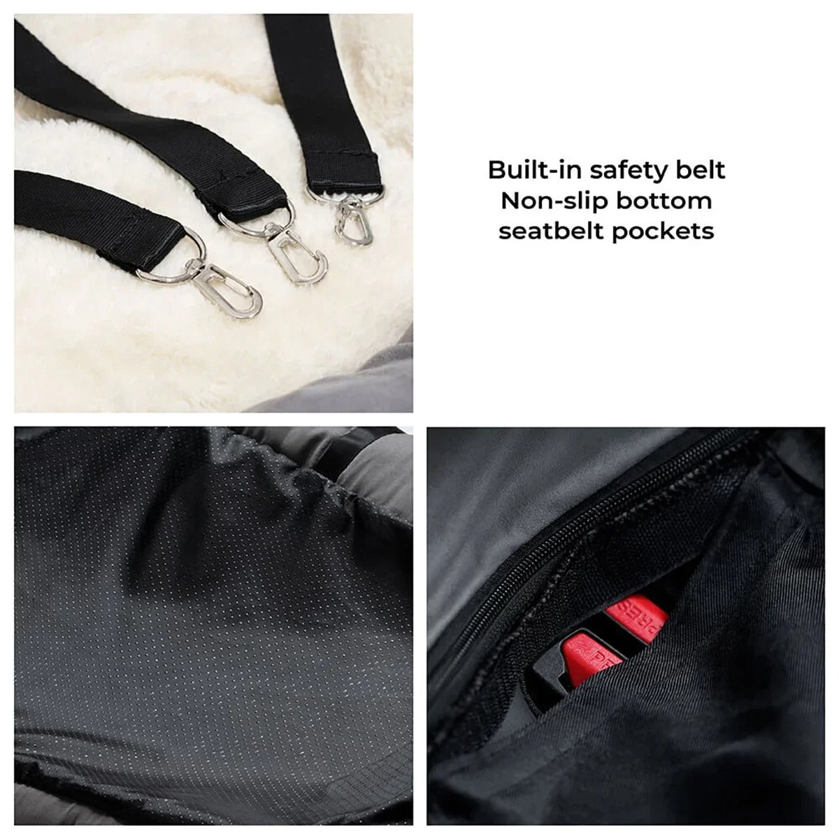 Large Dog Car Seat with Safety Belt – Washable Travel Dog Bed for Back Seat - Delicate Leather