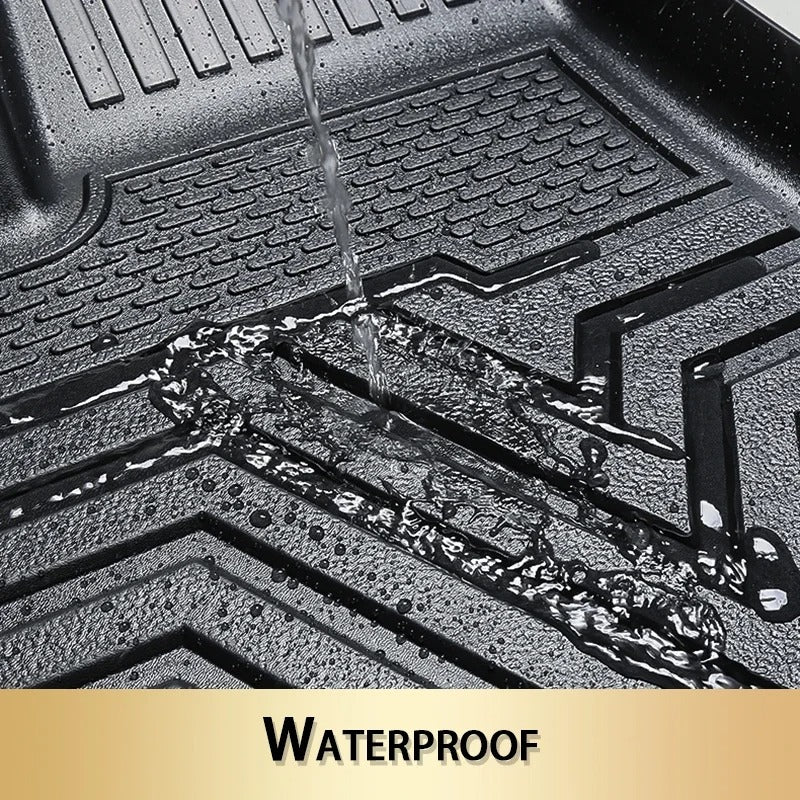 TPE Waterproof Non-Slip Floor Mats for Tesla Model 3/Y (2021-2024) - Full Surround All-Weather Protection - Delicate Leather