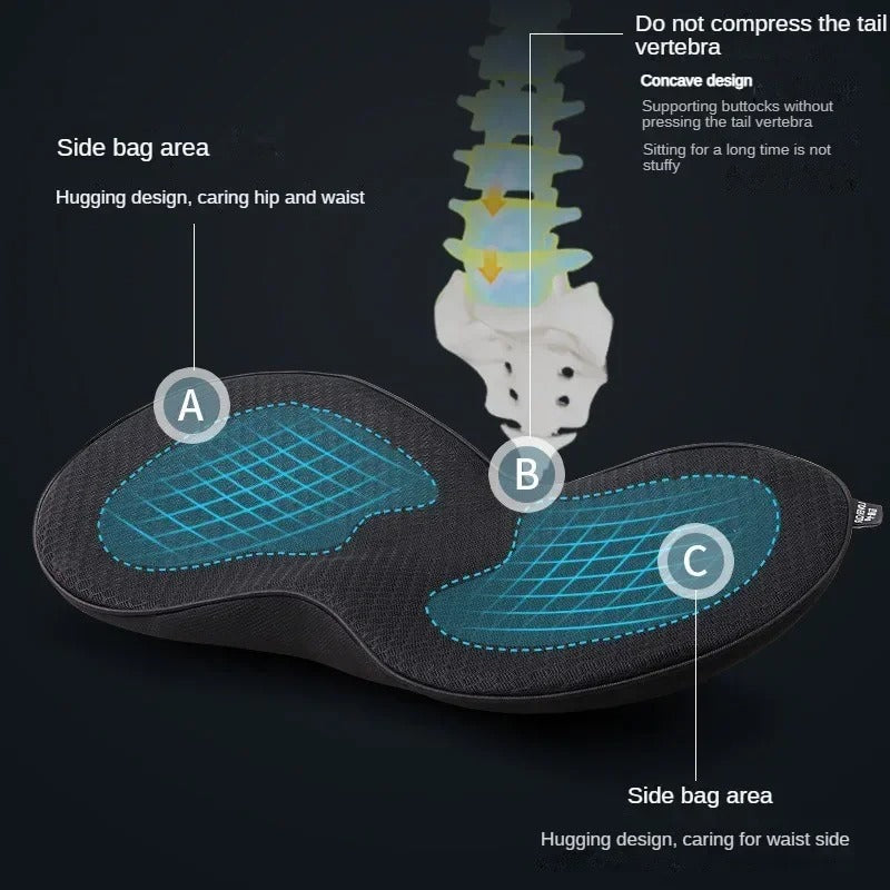 2-in-1 Multifunctional Car Seat Cushion – Universal Memory Foam Lumbar Pillow and Seat Support - Delicate Leather