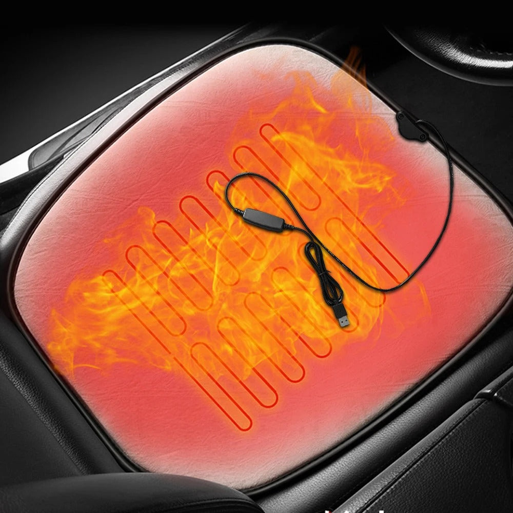 Universal USB Heated Car Seat Cushion – Winter Warm Plush Pad for Ultimate Comfort - Delicate Leather