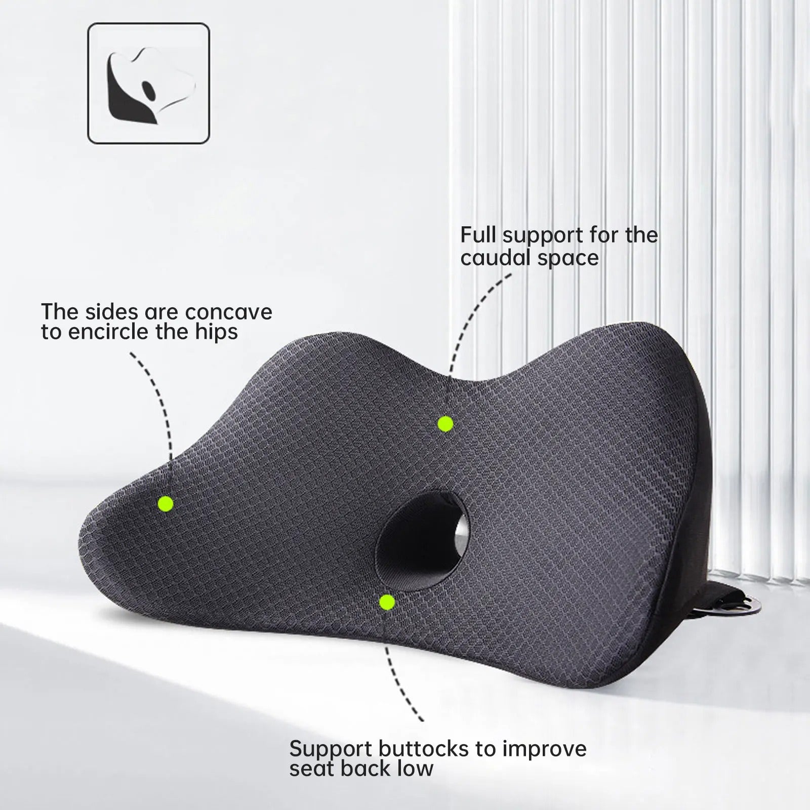 Memory Foam Car Back Cushion – Orthopedic Massage Seat Mat for Travel, Office, and Chair Support - Delicate Leather