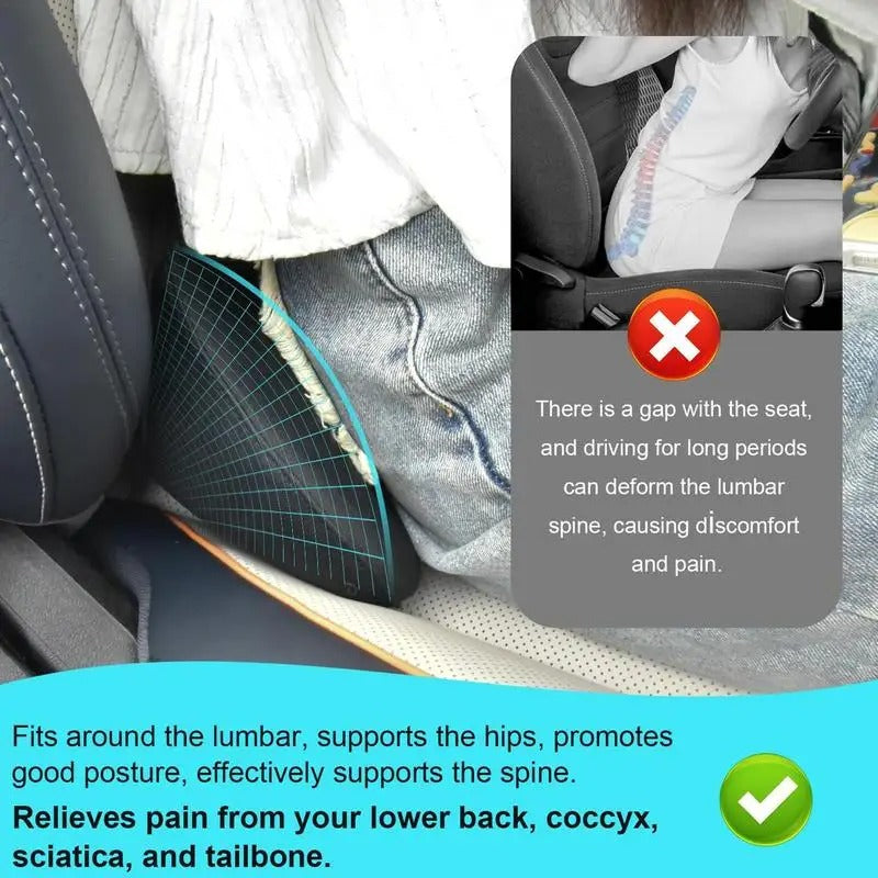 Ergonomic Memory Foam Car Lumbar Cushion – Supportive Waist Pad for Car, Office, and Home - Delicate Leather