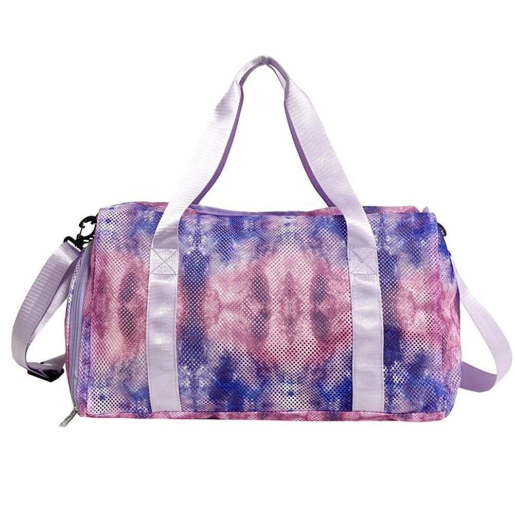 Mesh Travel Duffle Bag – Large-Capacity Weekender with Shoe Compartment & Wet-Dry Separation - Delicate Leather