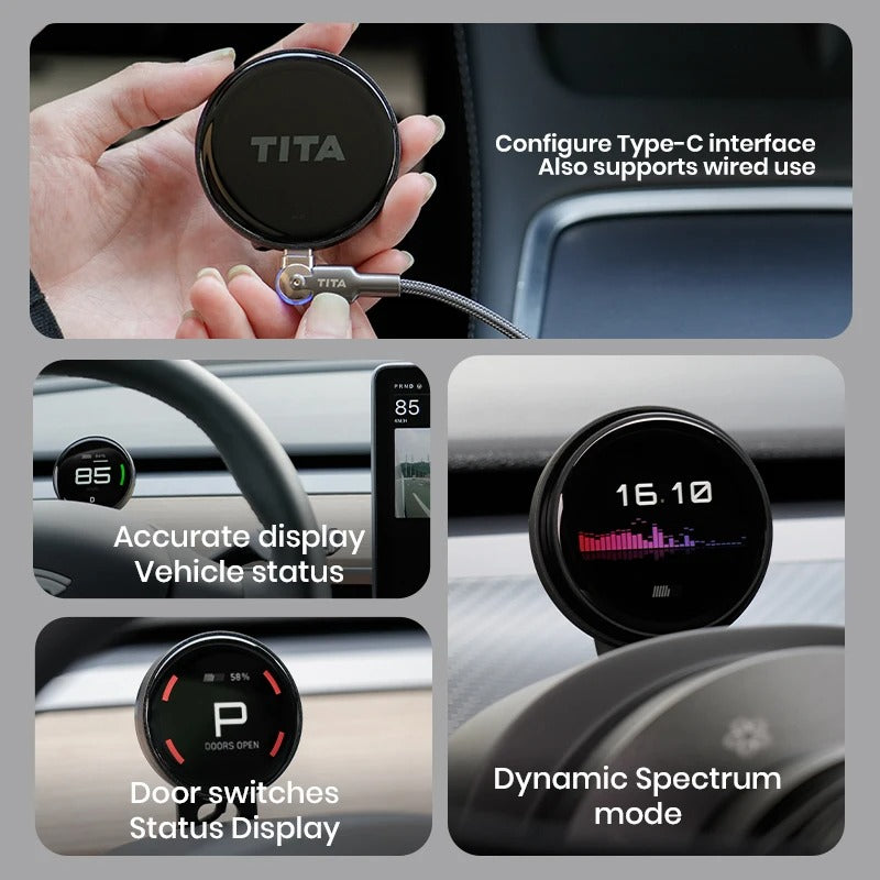 Wireless Cluster Speedometer for Tesla Model Y/3 – Performance Dashboard Upgrade - Delicate Leather