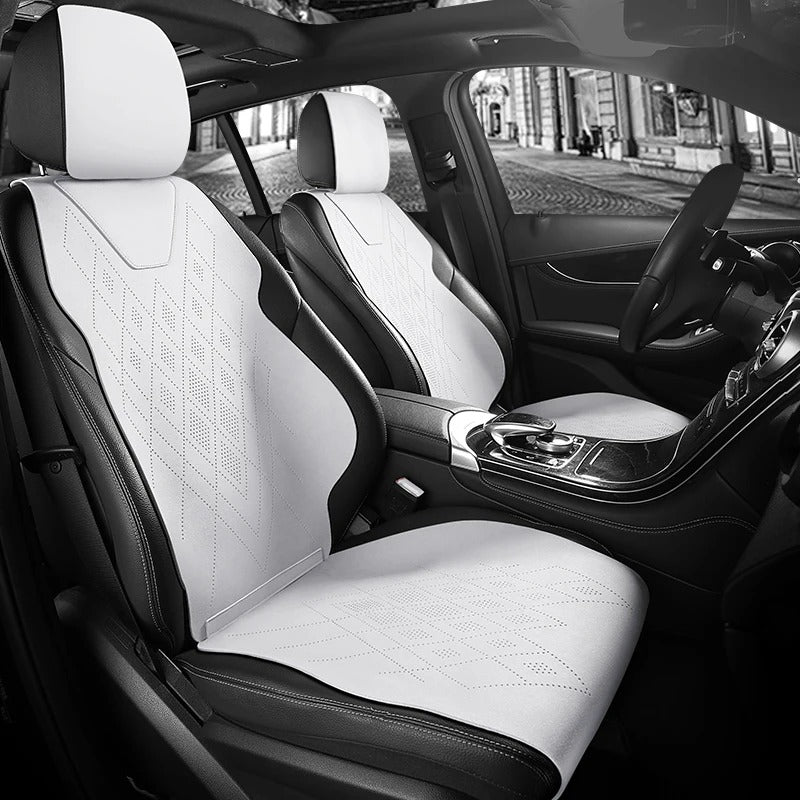 Universal Suede Saddle Seat Cushion Pad – Half-Covered 5-Seat Set for Sedan & SUV - Delicate Leather