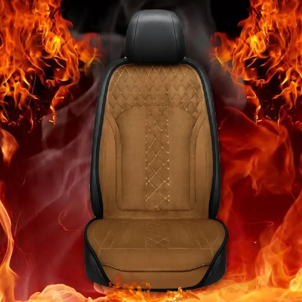 Universal Car Heated Seat Cushion – 12V/24V Heating Pad for Full Back with 2 Levels - Delicate Leather