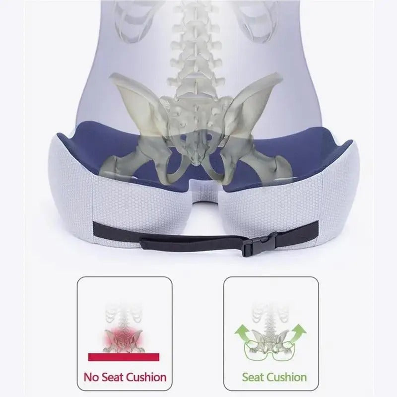 Orthopedic Memory Foam Seat Cushion – Non-Slip Comfort for Tailbone, Sciatica, and Back Pain Relief - Delicate Leather