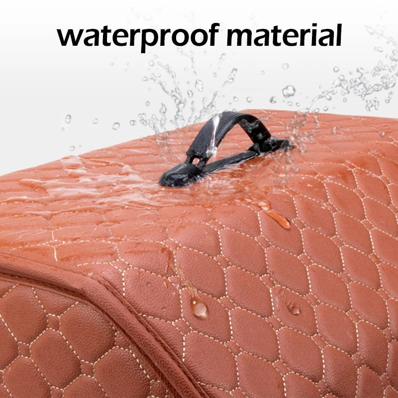 PU Leather Car Trunk Organizer – Collapsible Storage Box for Cars & SUVs | Foldable Cargo Storage Bag for Stowing & Tidying - Delicate Leather