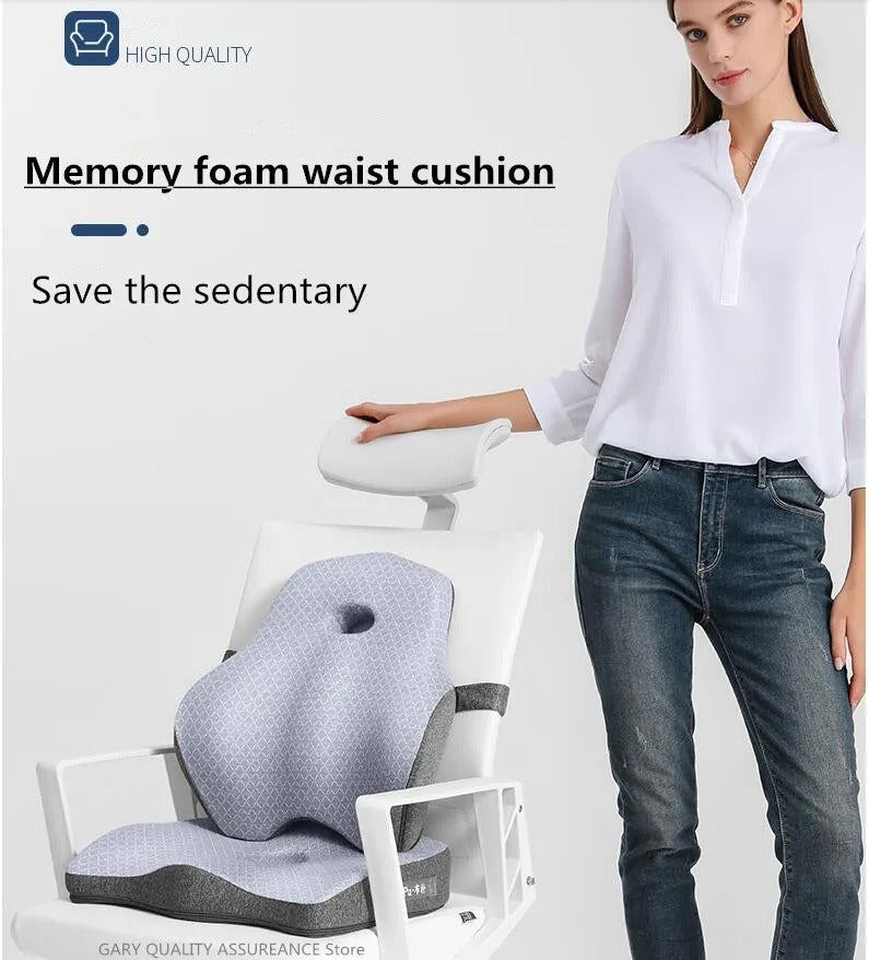 Memory Foam Cushion Set – Lumbar Support and Orthopedic Pillow for Improved Posture and Pain Relief - Delicate Leather