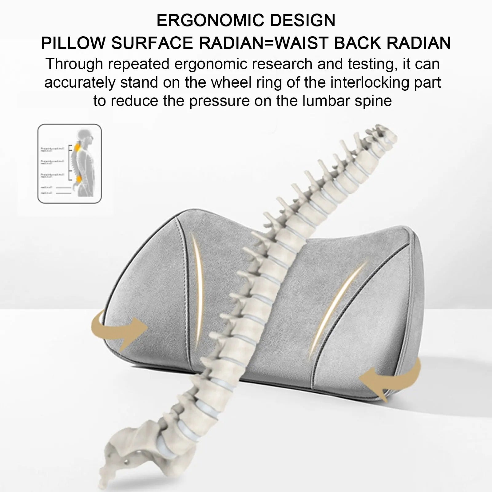2-in-1 Car Seat Booster & Lumbar Pillow – Memory Foam Inclined Cushion for Comfort and Support