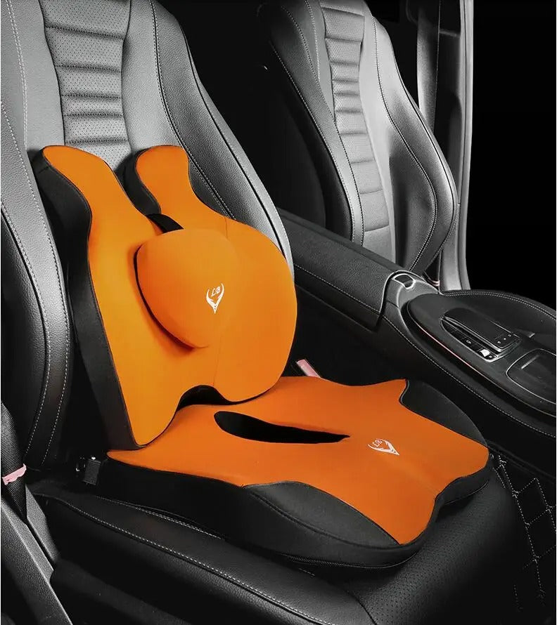 Orthopedic Memory Foam Seat & Back Cushion Set – Coccyx and Waist Support for Office Chair & Car
