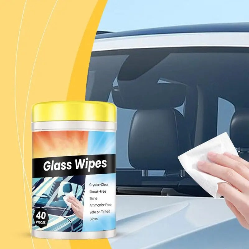 Car Windshield Cleaning Wipes – Anti-Fog & Oil Stain Remover (40 Sheets) - Delicate Leather